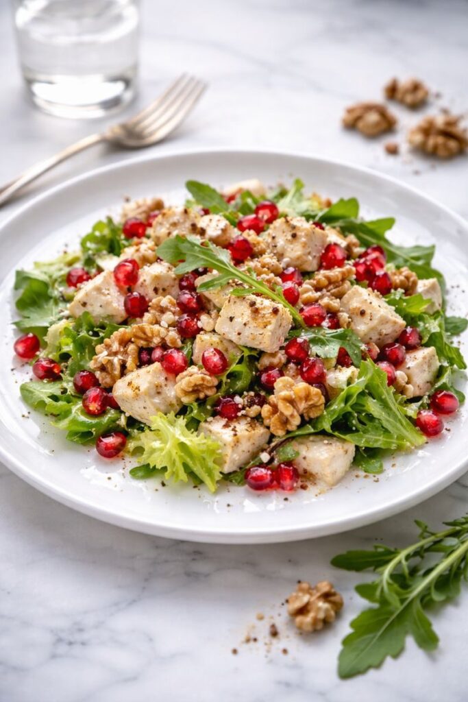 Салат с курицей, гранатом и грецкими орехами